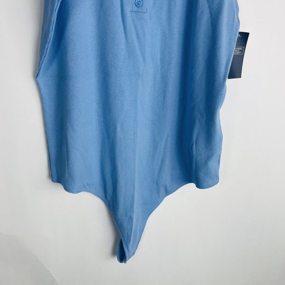 New Abercrombie & Fitch Womans Sz XL Soft A&F Ribbed Polo Bodysuit Blue NWT - Picture 3 of 7